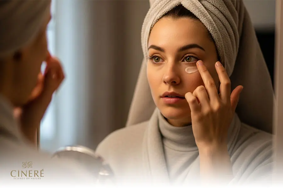 پخش ملایم کرم دور چشم