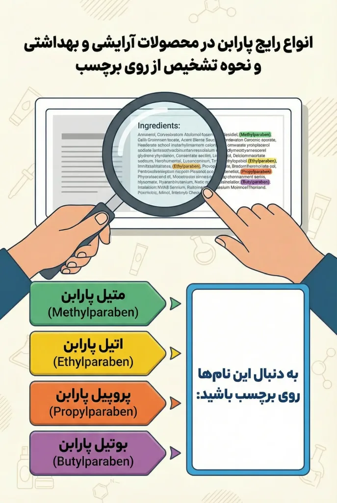 راهنمای تصویری نحوه تشخیص پارابن در لوازم آرایشی و بهداشتی