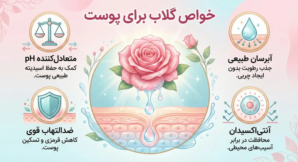 مهم‌ترین خواص گلاب برای انواع پوست