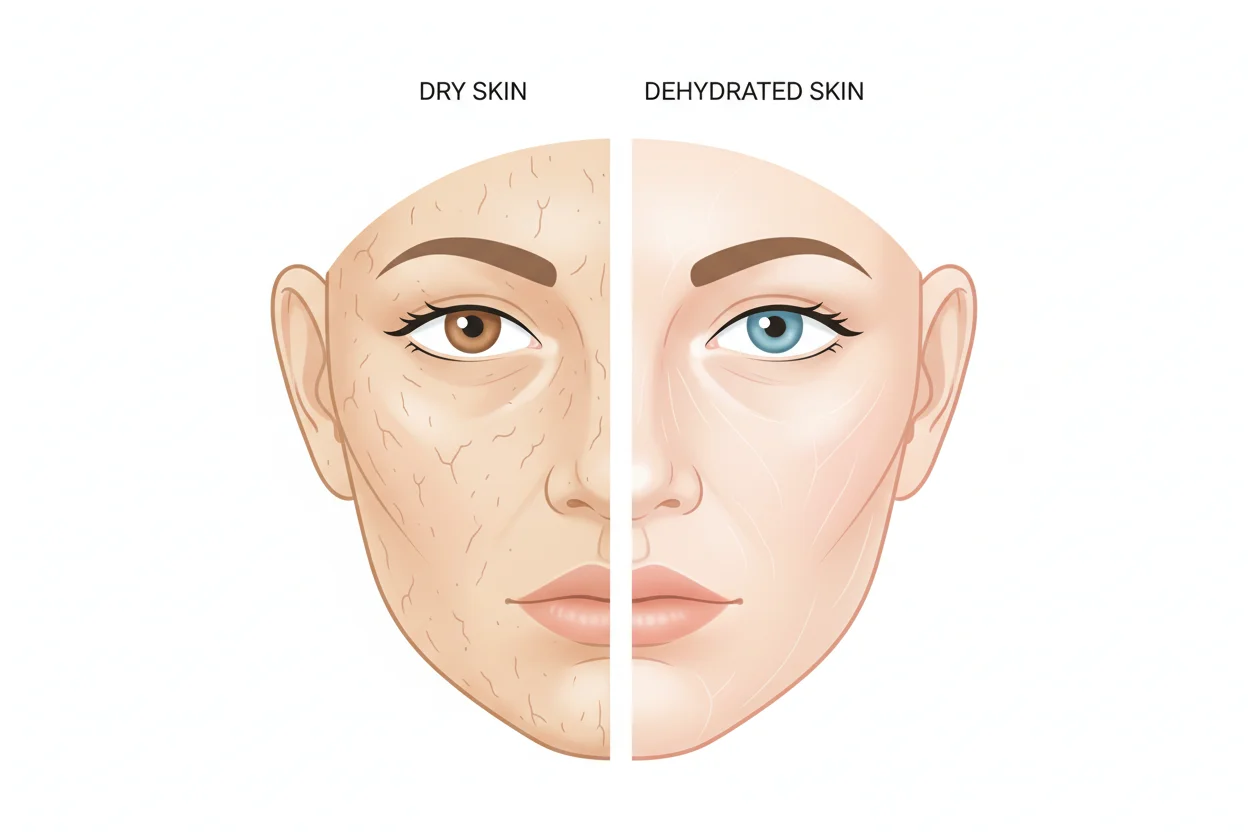 تفاوت پوست خشک و دهیدراته